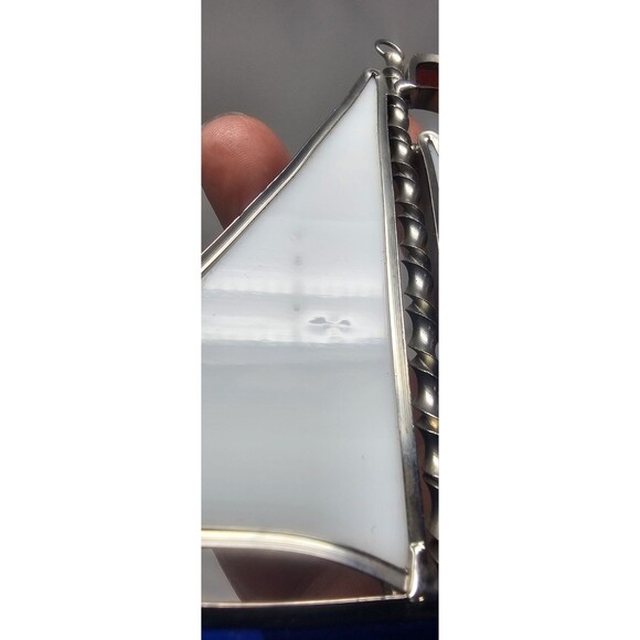 Vintage Sun Catcher Multicolor Stained Glass Ornament Nautical Sailboat 5"x4" - Picture 3 of 6